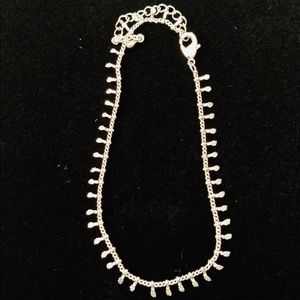 Adjustable Rhodium Anklet-Dangling Crystals